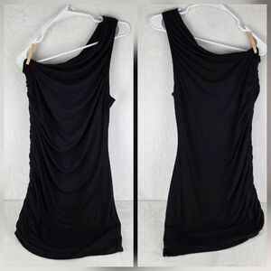 A New Day Black One‎ Shoulder Ruched Dress Women's Large NWT Stretch